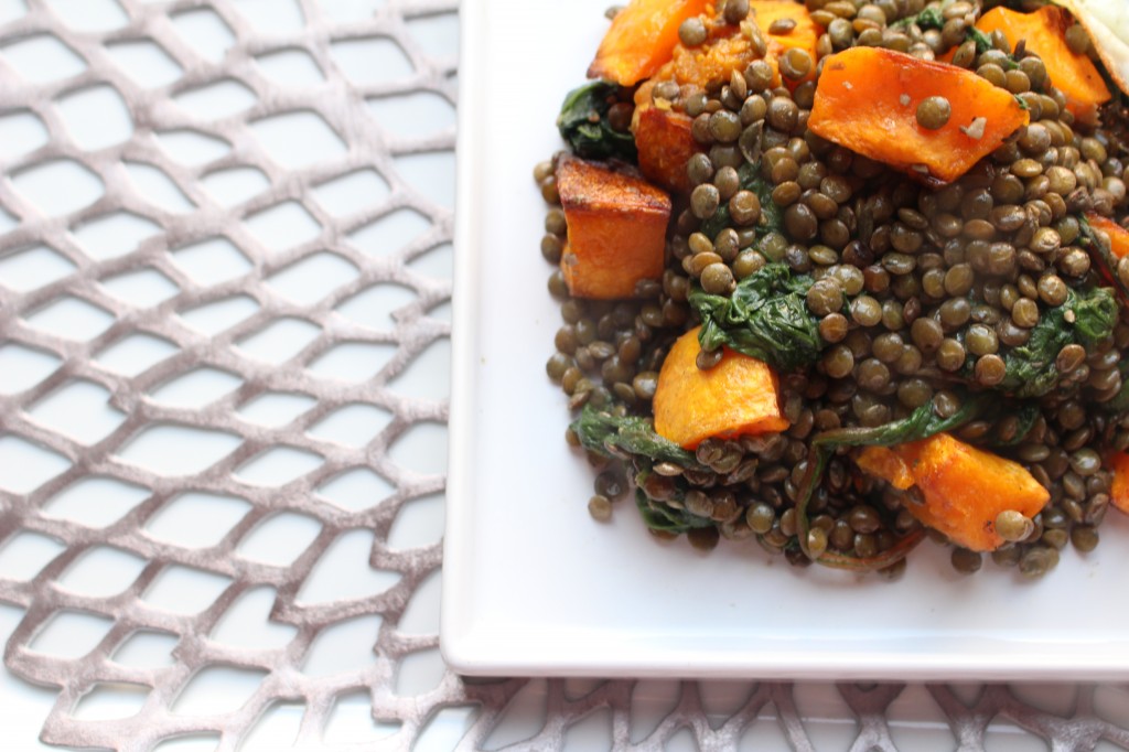 eggs lentils and butternut squash