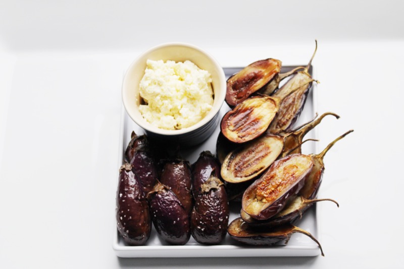 roasted eggplant with lemon garlic feta