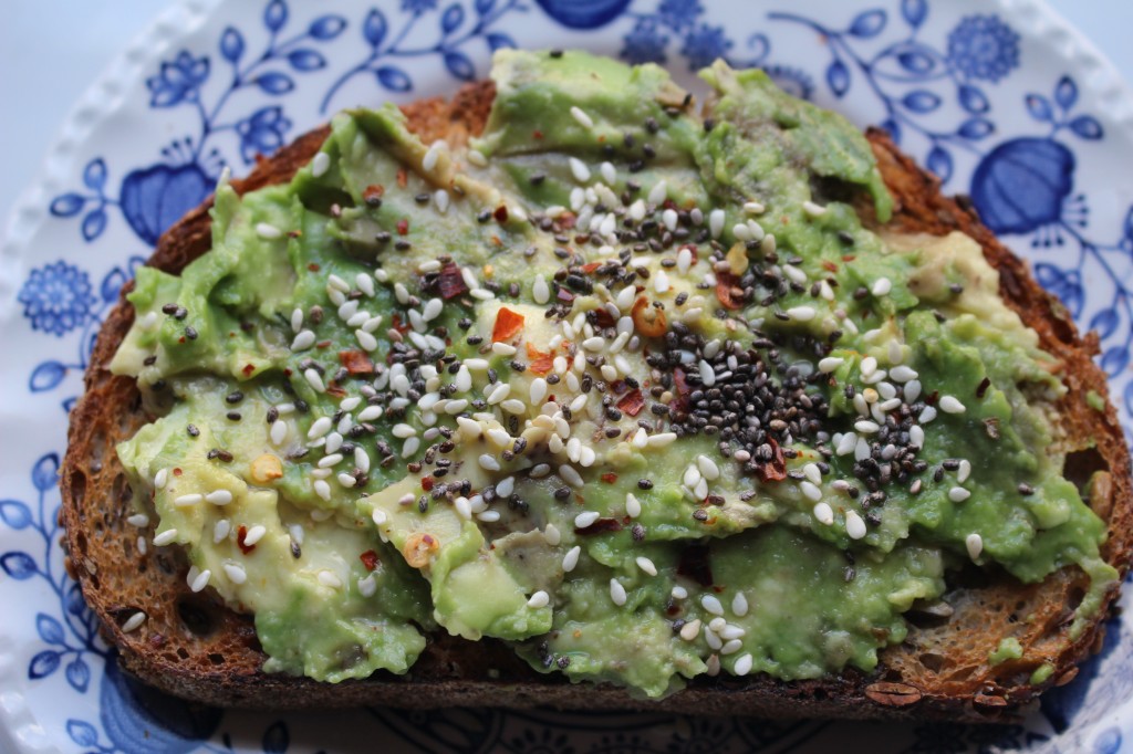 avocado toast with chia and sesame seeds