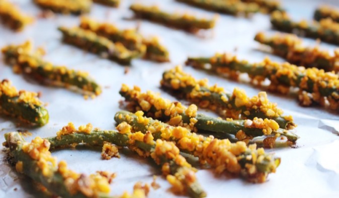 crisp baked green beans