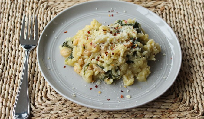 Risotto with Spinach, White Beans and Garlic | The Domesticated Wolf