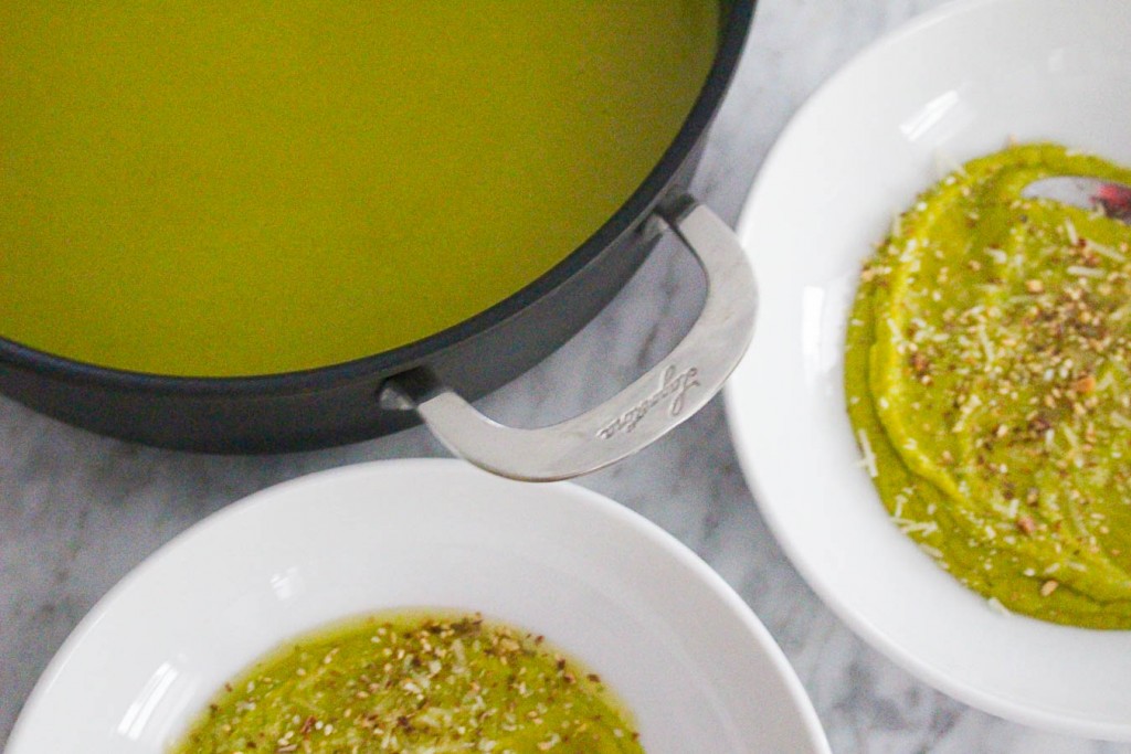pea and vegetable soup with parmesan cheese || the domesticated wolf